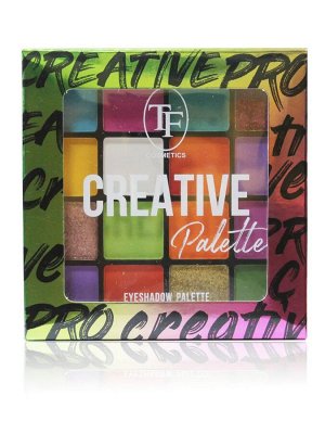 Палетка теней TF (Триумф) Creative Palette тон 04 разноцветная палетка с розовым глиттером 16 цветов