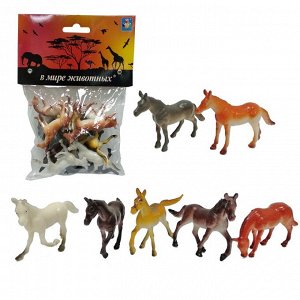 В мире животных.Т50496 Набор лошадей 12 шт 5 см. в пакете