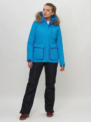 MTFORCE Куртка спортивная женская зимняя с мехом синего цвета 551777S