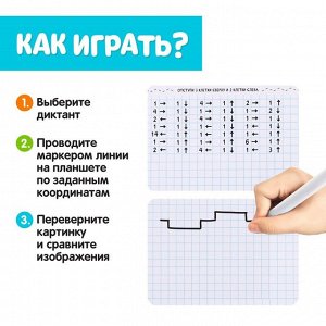 Развивающий набор «Графические диктанты», пиши стирай, уровень 2, 10 карточек, 3+
