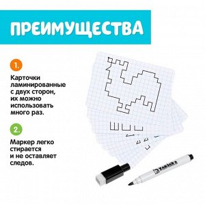 Развивающий набор «Графические диктанты», пиши стирай, уровень 2, 10 карточек, 3+