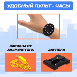 Машинка на пульте управления VOICE, голосовое управление, русский язык, цвет синий