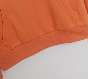 Толстовка с капюшоном на флисе с принтом на спине, оранжевый