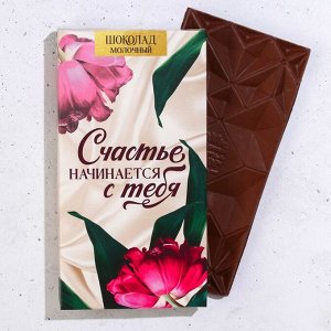 Подарочный набор «Счастье начинается с тебя»: чай чёрный с лесными ягодами 50., молочный шоколад 70.