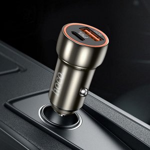 Автомобильное зарядное устройство HOCO Z46A Blue whale, USB+Type-C + Кабель Type-C to iOS Lightning, 20W, черный