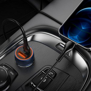 Автомобильное зарядное устройство HOCO Z46A Blue whale, USB+Type-C + Кабель Type-C to iOS Lightning, 20W, черный