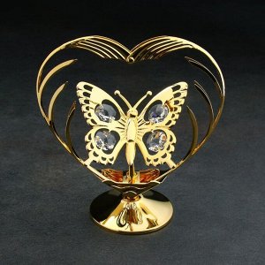 Сувенир "Сердце с бабочкой", с кристаллами