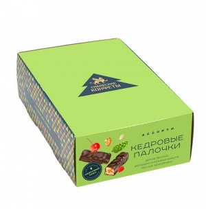 Кедровые палочки ассорти / яблоко, шишка, земляника / шоу-бокс / 540 г / Сибирские конфеты