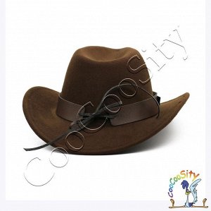 шляпа Ковбойская с быком коричневая, фетр