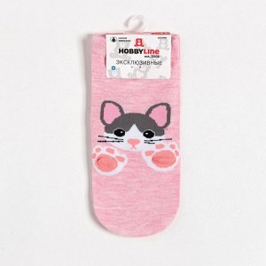 Носки женские "Кот", цвет розовый, размер 36-40