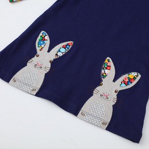Детское платье с длинным рукавом, принт Кролики