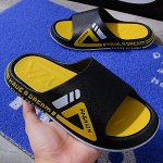 Тапочки мужские резиновые жёлтые с декором