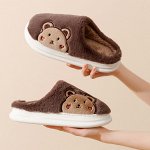 Мужские плюшевые тапочки, аппликация &quot;Медведь&quot;, цвет коричневый