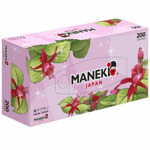 Салфетки бумажные Maneki, серия Dream 2 слоя, белые, 200 шт./коробка, СПАЙКА 3шт