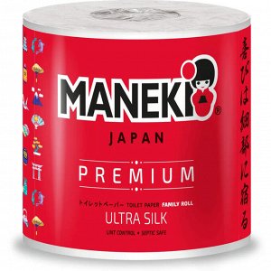 Бумага туалетная  БЕЗ АРОМАТА Maneki RED (красная) 3 слоя, 30 метров, гладкая, 10 рулонов/упаковка