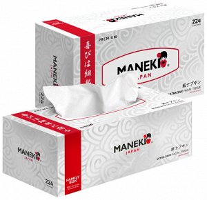 Салфетки бумажные ""Maneki"" Black&White WHITE с ароматом жасмина, 2 слоя, белые, 224 шт./коробка