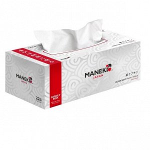 Салфетки бумажные Maneki Black&White WHITE с ароматом жасмина, 2 слоя, белые, 224 шт./коробка