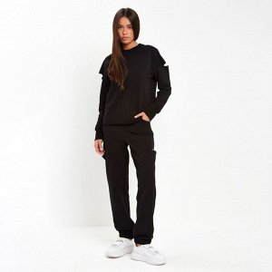 Брюки (джоггеры) женские с разрезами MIST, 44 (рост 165), чёрный