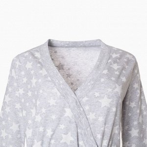 Комплект женский (сорочка/халат) для беременных, цвет светло-серый