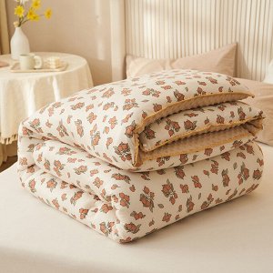 Теплое одеяло, принт "ягоды с листьями", цвет молочный/бежевый