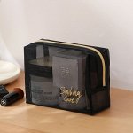 Косметичка сетчатая на молнии, с ручкой, цвет черный В-1026