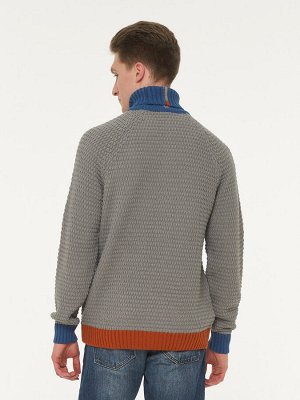 Свитер мужской 222-12259   17-4014/178/245 титаниум/бронза/деним