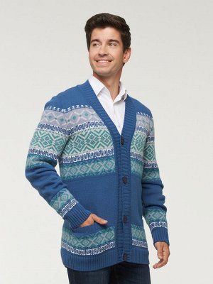 Жакет мужской 222-11039   245/10054/31/01/18-5610/66/03 деним/белый/зимнее утро/аквамарин/сталь