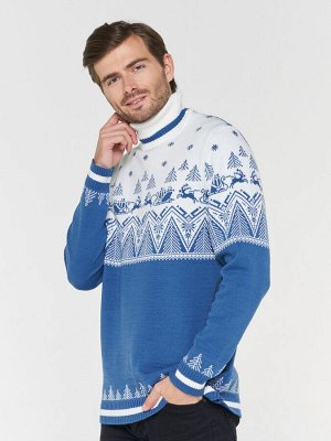 Свитер мужской 212-12252   245/074 деним/белый