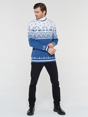 Свитер мужской 212-12252   245/074 деним/белый