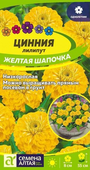 Цветы Цинния лилипут Желтая шапочка 0,3 гр