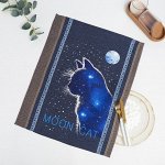 Полотенце новогоднее рогожка «Лунный кот» (в пакете) размер 45х60см, 170г/м² 100% хлопок