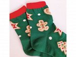 Носки женские новогодние, высокие, ЗЕЛЕНЫЕ. Ю. Корея.