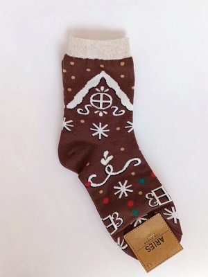 Женские носки с новогодней тематикой, высокие. Ю.Корея.