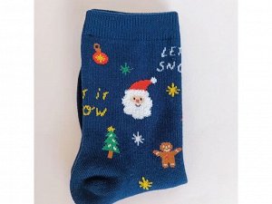 Женские носки с новогодней тематикой, высокие. Ю. Корея.
