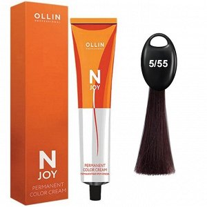 Ollin N JOY Перманентная крем краска для волос Оллин тон 5/55 светлый шатен интенсивно махагоновый 100 мл