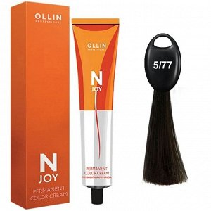 Ollin N JOY Перманентная крем краска для волос Оллин тон 5/77 светлый шатен интенсивно коричневый 100 мл