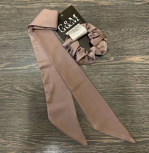 Резинка для волос с галстуком шёлковая капучино