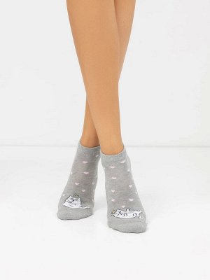 Женские укороченные носки с плюшевым следом в оттенке серый меланж (1 упаковка по 5 пар)