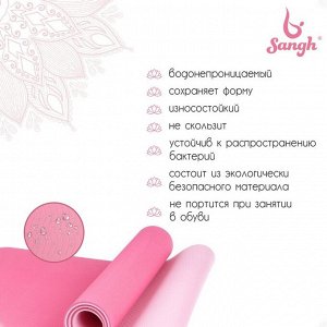 Коврик для йоги 183 ? 61 ? 0,8 см, цвет розовый