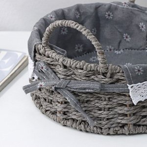 Корзина для хранения плетёная Доляна «Маргаритки», 21x21x13 см, цвет серый