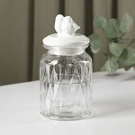Банка стеклянная для сыпучих продуктов с керамической крышкой Доляна «Голубки», 800 мл, 11?20 см