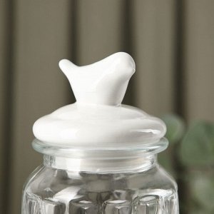 Банка для сыпучих продуктов Доляна «Голубки», 1 л, 11*24 см, с керамической крышкой, стекло, прозрачная