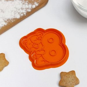 Форма для печенья «Мишка 8 марта», штамп, вырубка, цвет оранжевый