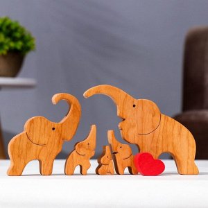 Сувенир-пазл "Семья слонов", 5 шт ,17х10 см