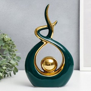 Сувенир керамика "Абстракция. Прикосновение. Шар" тёмно-зелёный с золотом 27х6х17 см