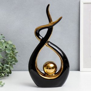 Сувенир керамика "Абстракция. Прикосновение. Шар" чёрный с золотом 31х6х16 см