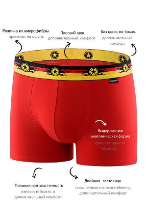 Комплект из 3-х трусов белого, голубого и красного цвета. Классические боксеры UNICONF из премиального гипоаллергенного хлопка с добавлением эластана. Пришивная резинка в брутальном стиле обеспечивает