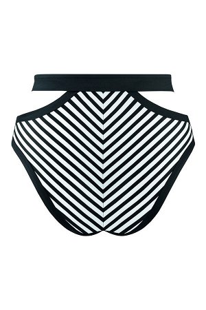 Плавки-слипы макси в черно белую полоску из коллекции Spicy Stripes с оригинальными вырезами по бокам. Сочетайте с любым верхом этой же коллекции для создания яркого пляжного образа.