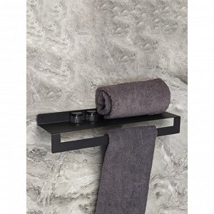 Полка с вешалкой для полотенец «Лофт Арт», 50x10 см, цвет чёрный