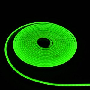 Гибкий неон Luazon Lighting 6 x 12 мм, IP65, 50 м, SMD2835, 120 LED/м, 12 В, свечение зелёное